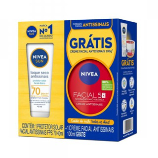 Kit Nivea Sun Protetor Solar Antissinais FPS70 + Creme Facial Antissinais com 100g