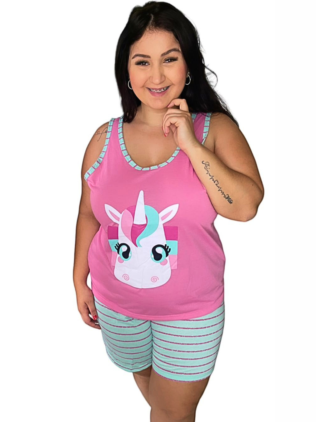 Pijama Feminino Baby Doll Plus Size Sem Renda Ligante Confortável Estampas  Sortidas Moda Nova Friburgo 1510