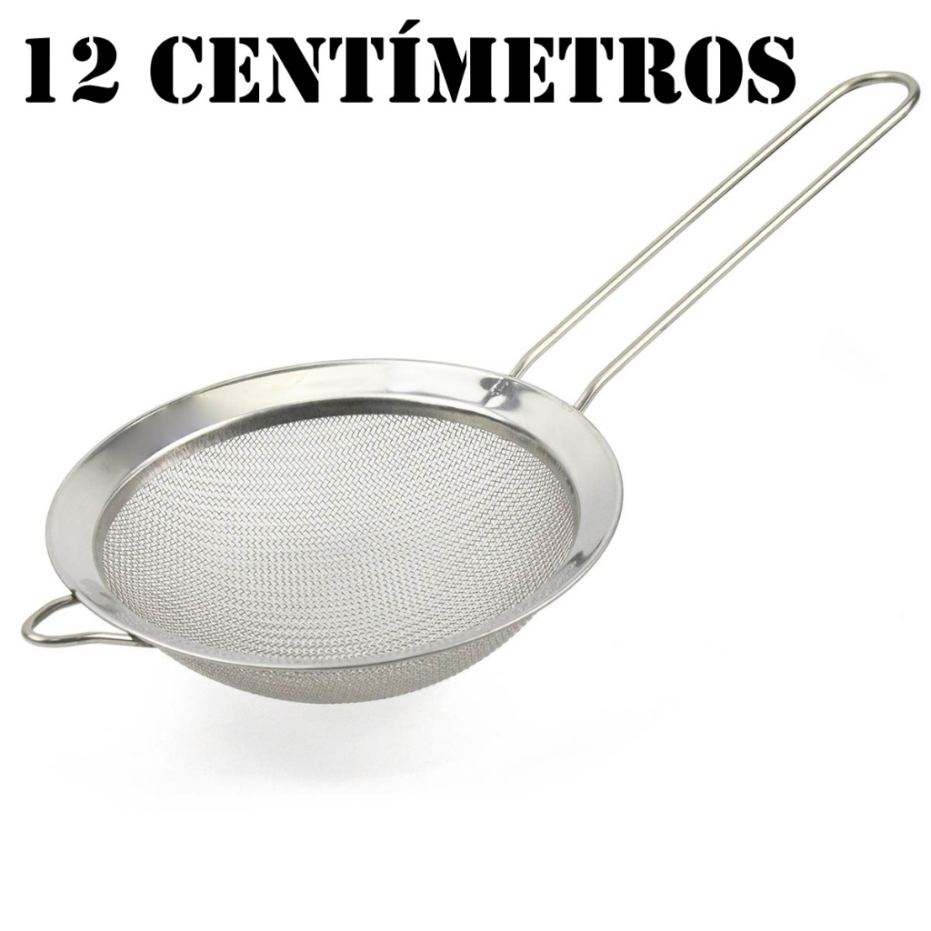 Peneira Inox 12cm Cozinha Malha Fina para Bebidas Confeitaria Polvilhar ...