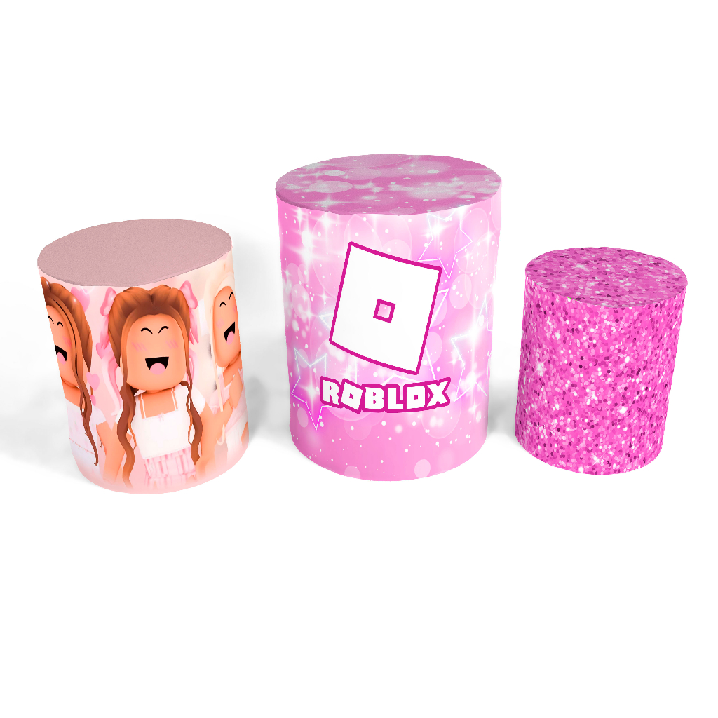 Trio Capas Cilindro Tema Roblox Rosa Veste Fácil C/ Elástico