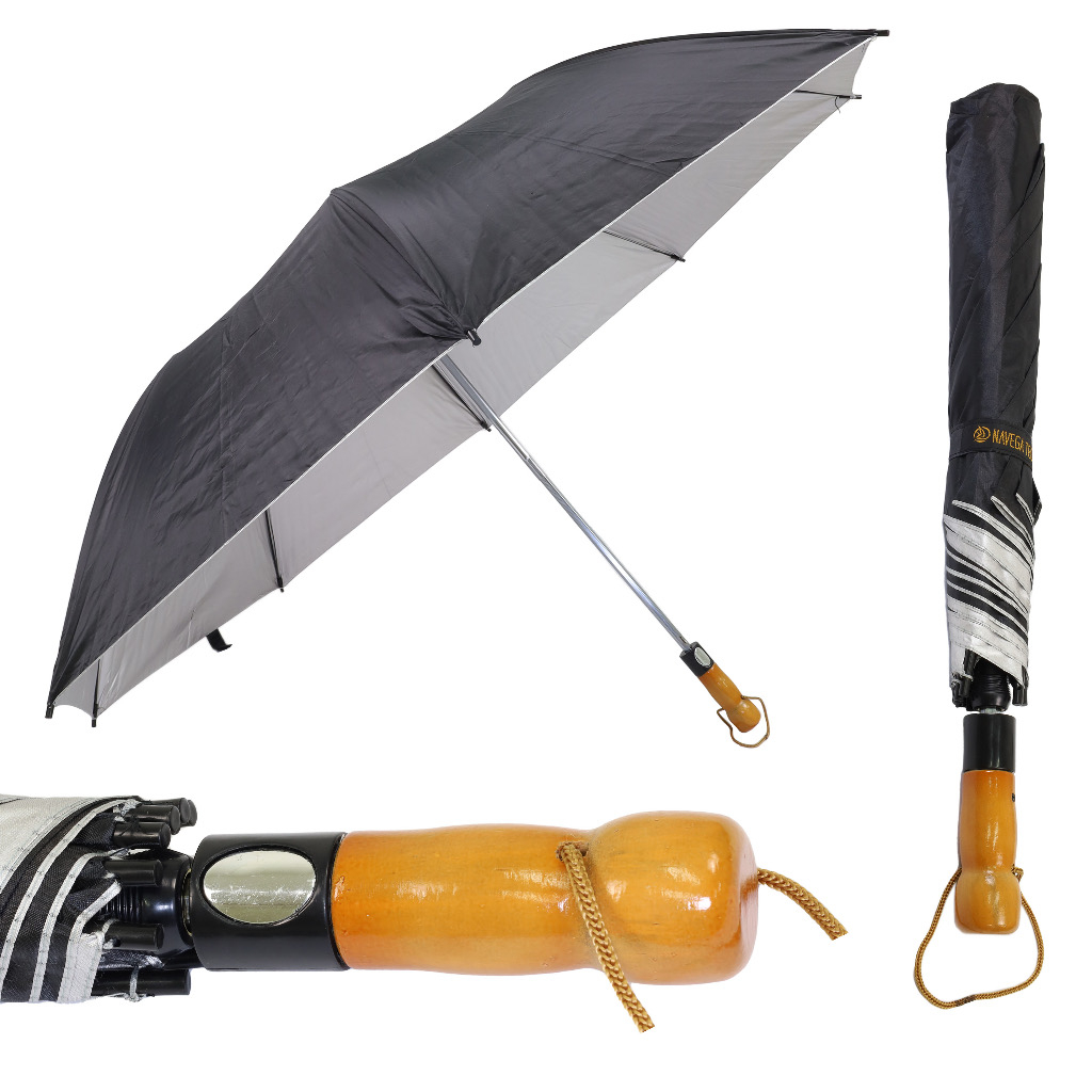 Guarda Chuva Automático Preto Grande Tecido Reforçado Contra Vento