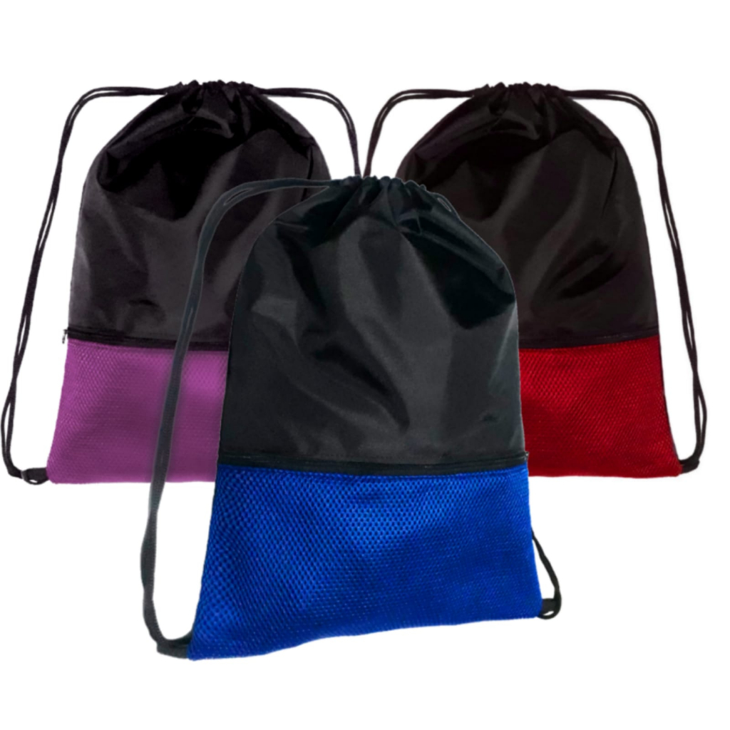 Mochila de saco com bolso frontal em tela diversas cores azul rosa e ...