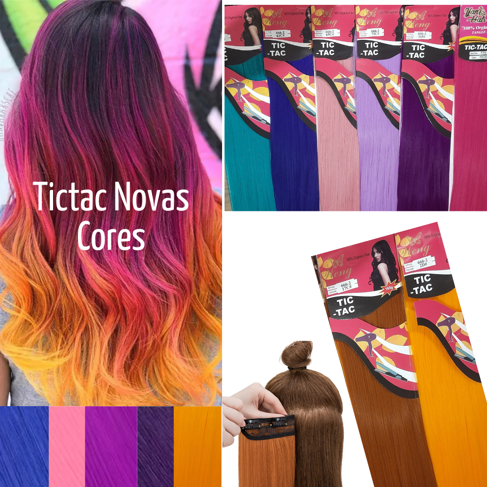 Aplique Extensão de Cabelo Aplique Tic Tac em Fibra Orgânica e Tela Mágica p/ Volume - Novas Cores 70cm liso lançamento