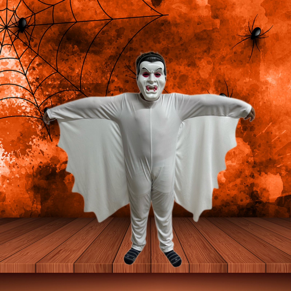 Fantasia de Fantasma Infantil Masculino Com Máscara Para Halloween M 5-8