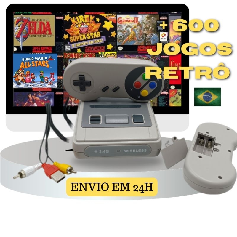 Vídeo Game Preto Retro Clássico Super com 400 Jogos ENVIO DO BRASIL – Avião  Branco / Brasil