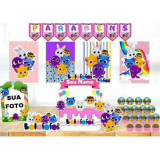 Kit Festa Bolofofo Desenho Infantil 81 Peças Aniversário Temático