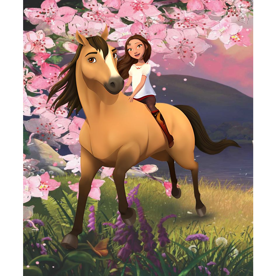 Painel Lona de Festa Tema Cavalo Spirit Menina 1,00x1,20mt