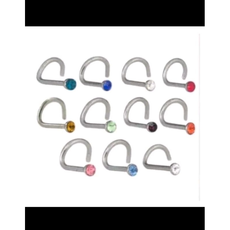 Piercing Nariz torto Aço Kit c/40 Unidades Colorido Exclusivo