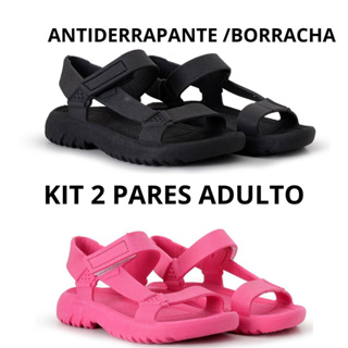 Kit de 2 pares sandália papete adulto de borracha impermeável antiderrapante confortável ref 400