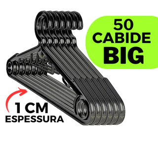 Cabide MEGA REFORÇADO BIG SMART Estrutura 1CM Para Roupas Pesadas 50 Unidades