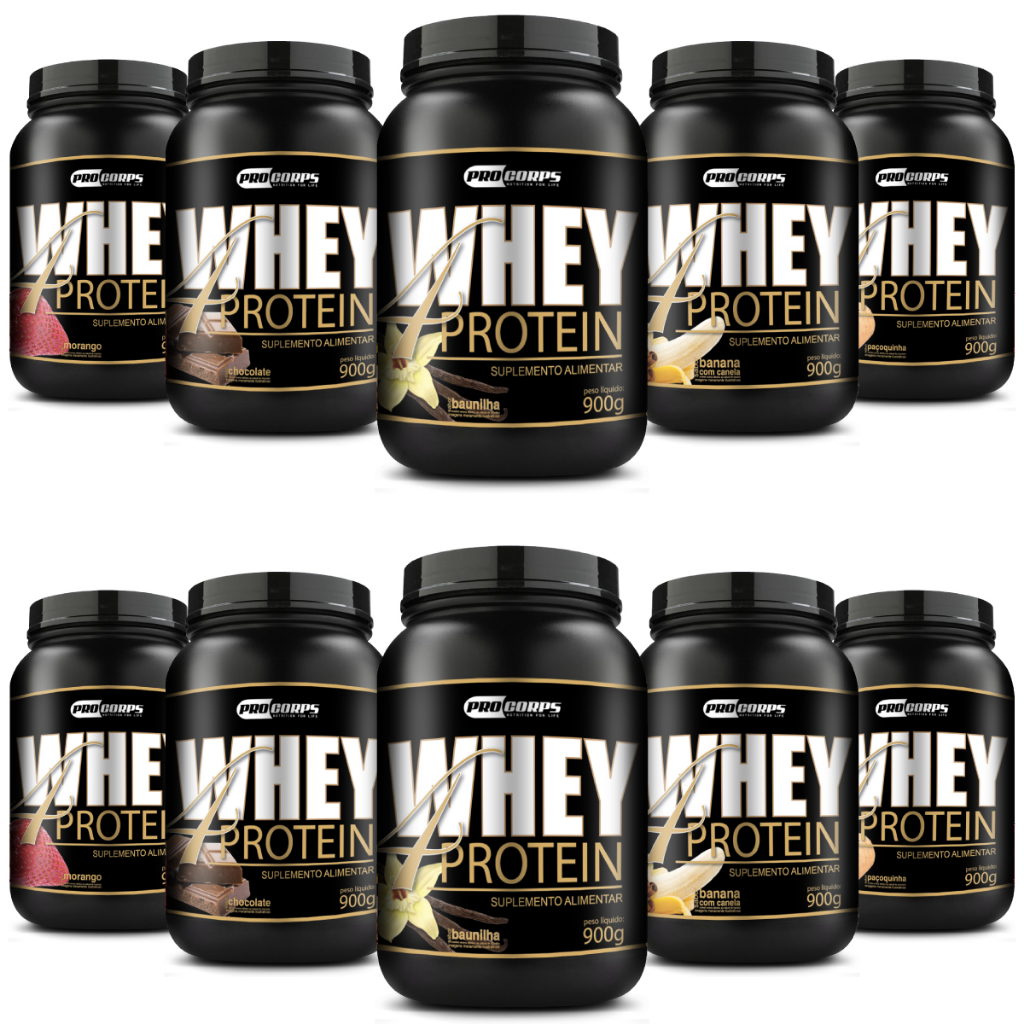 10 Unidades Whey 4W Protein 900g Procorps Proteina Isolada Concentrada Hidrolisada Beff Protein