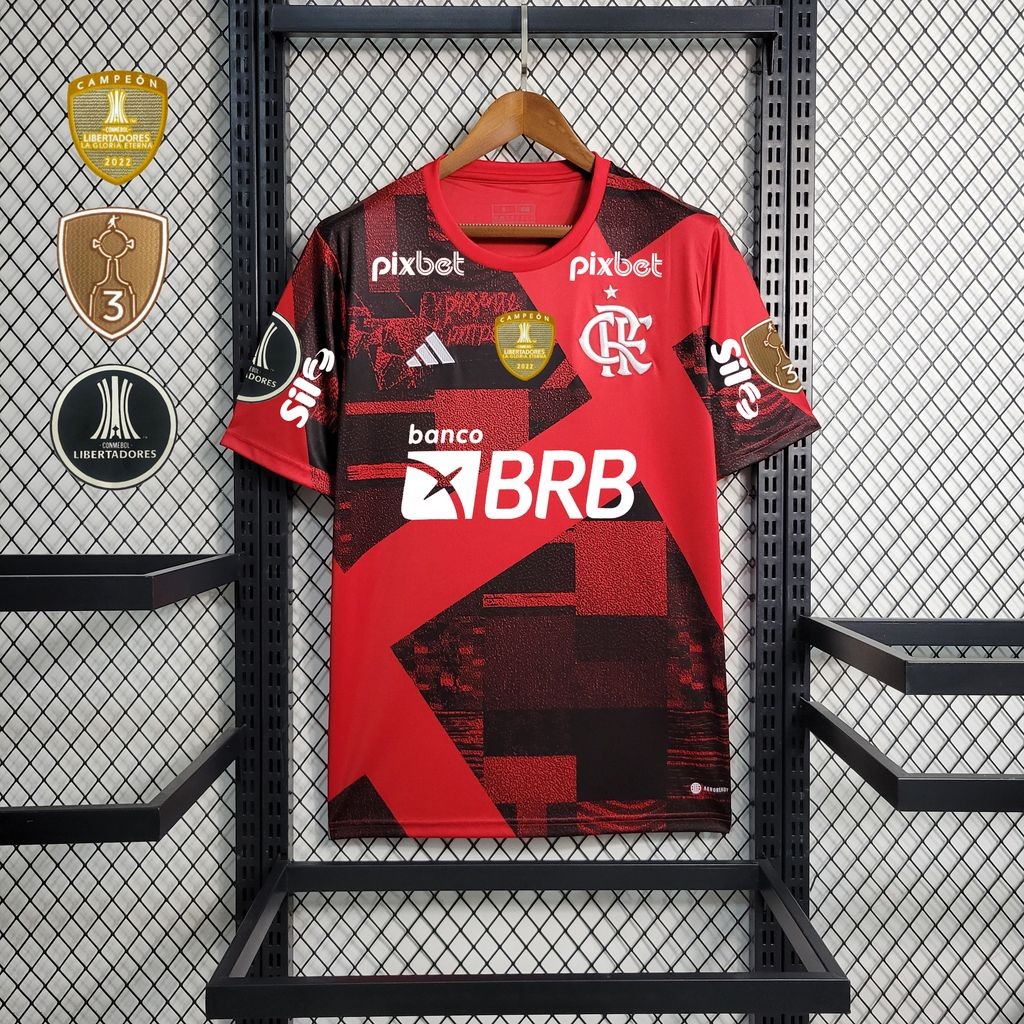 Nova Camisa Flamengo Pré-Jogo com todos Patrocínios Torcedor