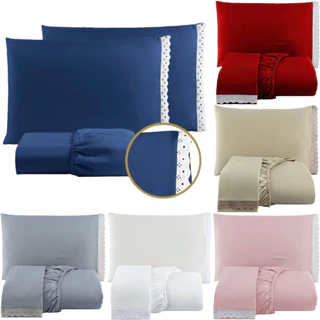 Jogo De Lençol Casal Bordado Inglês 400Fios 3 Peças Com Elástico