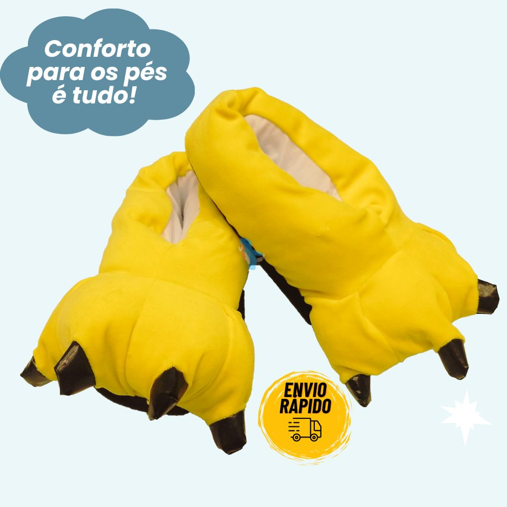 Pantufa Amarela Pata de Garra Pikachu Tamanho Único Calça 35 a 39