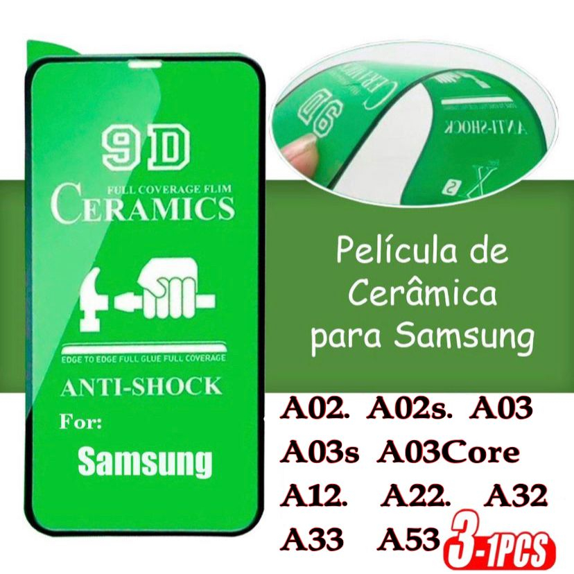 Película Cerâmica 9D 3D Samsung Gel Hidrogel Flexível A02 A02S A03 A03S A03CORE A12 A22 A32 A33 A53