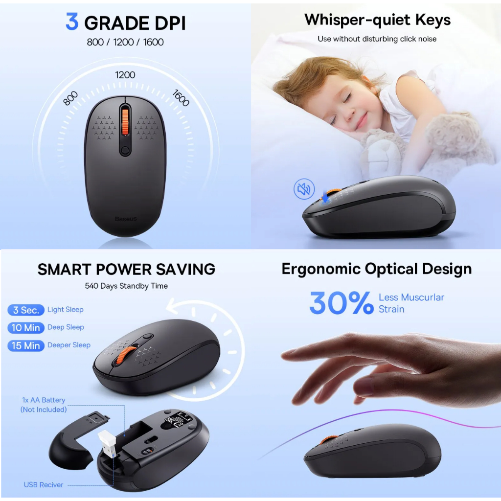 Kit Teclado Baseus K01b + Mouse Baseus F01b Sem Fio Linha Premium ...