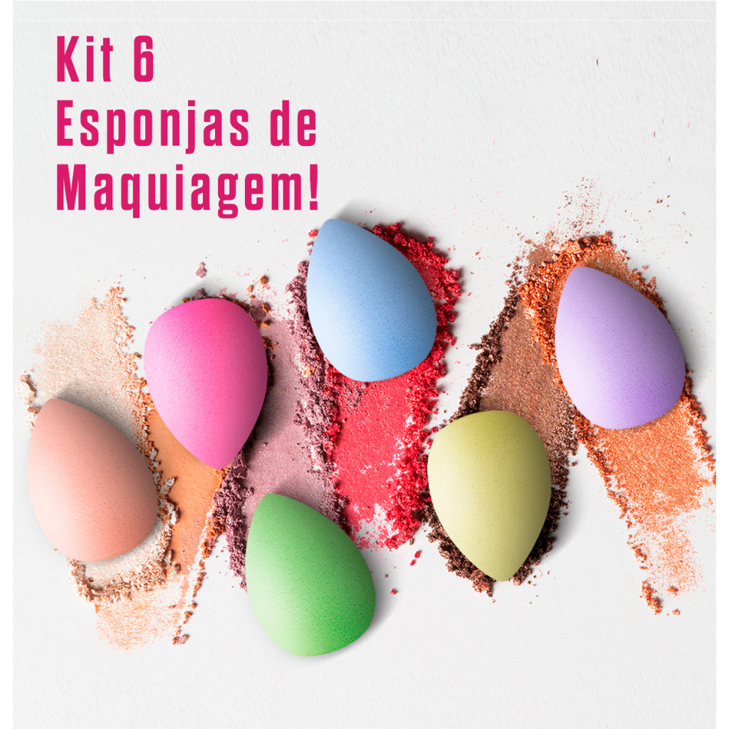 kit 6 unidades Esponja para Maquiagem Gota Make Base Corretivo Pó Rosto ...