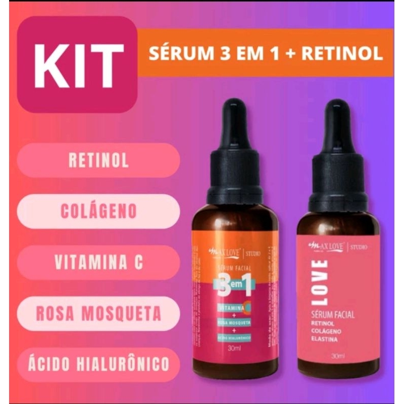 serum 3 em 1 + serum retinol vitac max love kit...