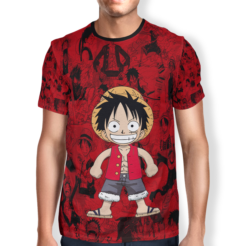 Camiseta Masculina Adulto e Infantil Monkey D. Luffy One Piece Blusa ...