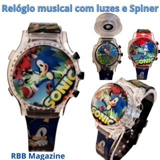 Relógio infantil Sonic the Hedgehog a quartzo com pulseira de plástico,  azul, 17,75 (modelo: SNC4028)