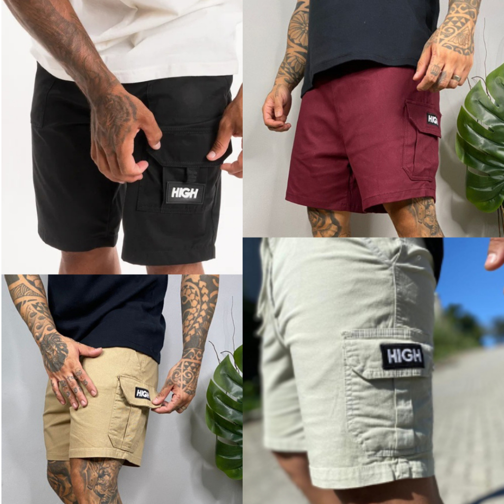 Bermuda Cargo curta Masculina Streetwear Várias Cores Premium