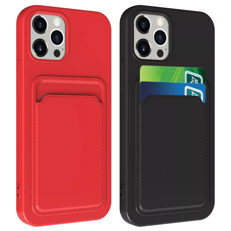 Capinha Porta Cartão De Silicone Flexível iPhone 11 12 PRO 8 7 PLUS XR Proteção De Lente Pacote Anti-Impacto
