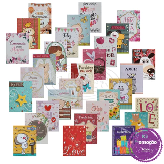 Kit 30 Cartões de Felicitações Diversos 5,5 x 7,2cm com Envelope, Agência de Ideias.