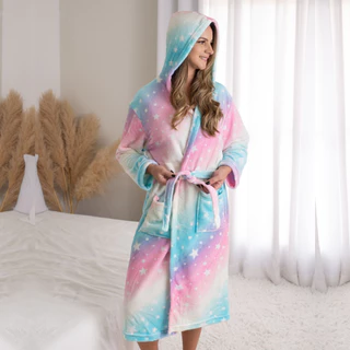 Roupão de Microfibra Plush Aveludado Adulto Toque Macio Quentinho Kimono Feminino Edição Especial