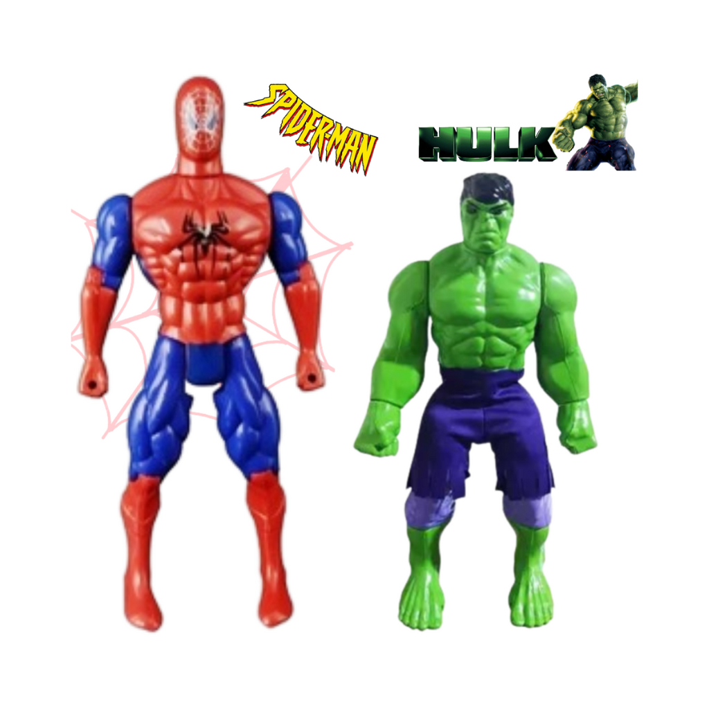 Kit Bonecos Homem Aranha 43cm e Hulk Tamanho grande Articulados/Heróis/Vingadores/Figuras de Ação/Menino/infantil/Barato