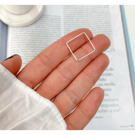 Anel Quadrado de Prata 925 Delicado Feminino