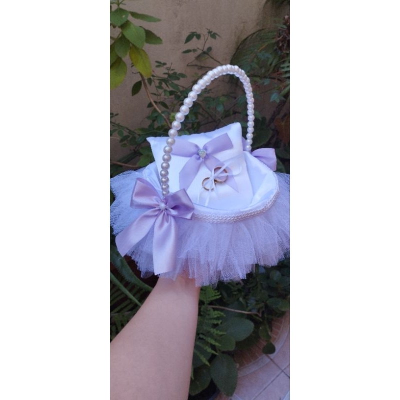 Cesta para florista daminha casamento com almofada porta alianças tutu ...