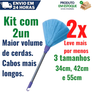 Kit 2un Espanador De Pó Em Fibra Sintético Nomo Mix - 34cm, 42cm, 55cm limpa pó, poeira - Leve mais por menos