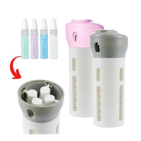 Kit Viagem Dispenser Portátil 4 Em 1 Banho Porta Shampoo