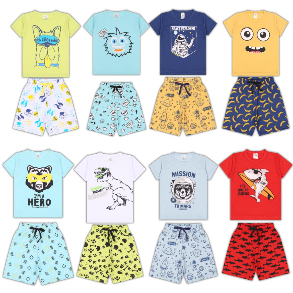Pijama Menino Infantil Confortavel com Estampas Modernas e Divertidas do 1 ao 10