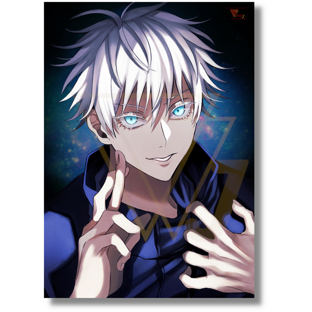 Placa Decorativa Quadro A4 Jujutsu Kaisen Seis Olhos Satoru Gojo