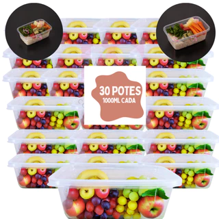 Kit 30 Potes Transparentes BPA 1 Litro Free Organizador de Alimentos Marmita Plastico Alta Qualidade