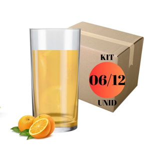 Jogo Kit 12 Copos Altos 250ml Em Vidro Grosso Long Drink