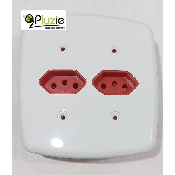 Conjunto 4x4 C/ 2 Tomadas Vermelhas 3p 20A Pluzie Idelale | Shopee Brasil