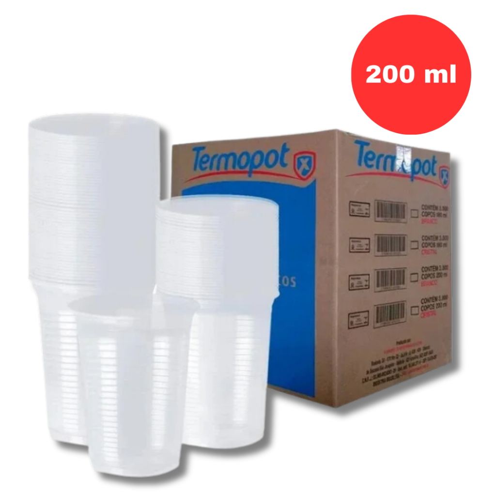 Copo descartável 200 ml 100 / 500 unidades - copo para agua - copo para suco - copo para cerveja - copo 200ml - copo plástico descartável - copo para festa - copo para eventos - copo para bebidas - copo descartável para refrigerante