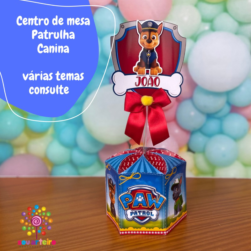 Centro de mesa Patrulha Canina 3D - Personalizado - 10 UNIDADES – Lembrancinha personalizada para Festa infantil - vários temas