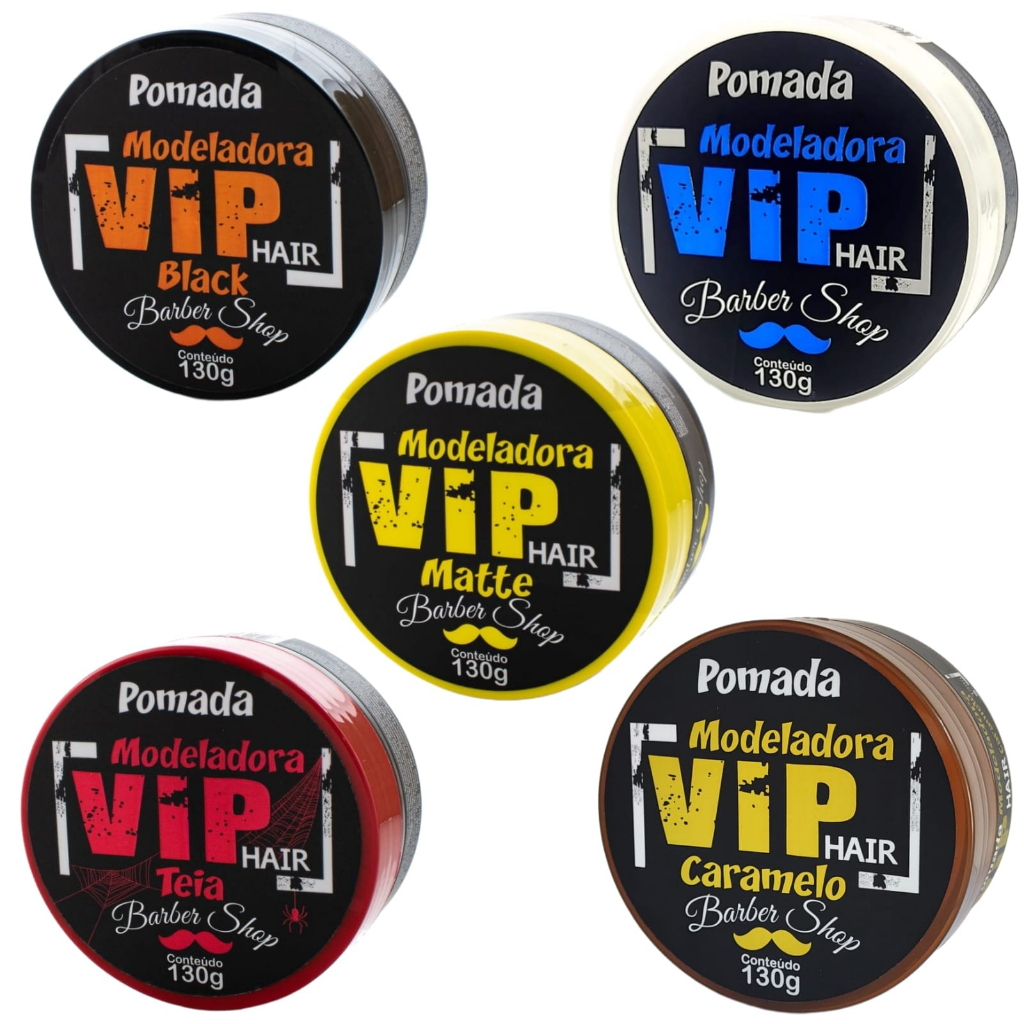 Kit 12 Pomada Modeladora 130g Vip Hair Barber Shop | Shopee Brasil