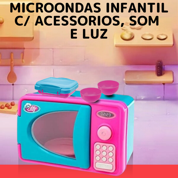 Mini Microondas Infantil Com Som E Luz Cozinha De Briquedo Usal