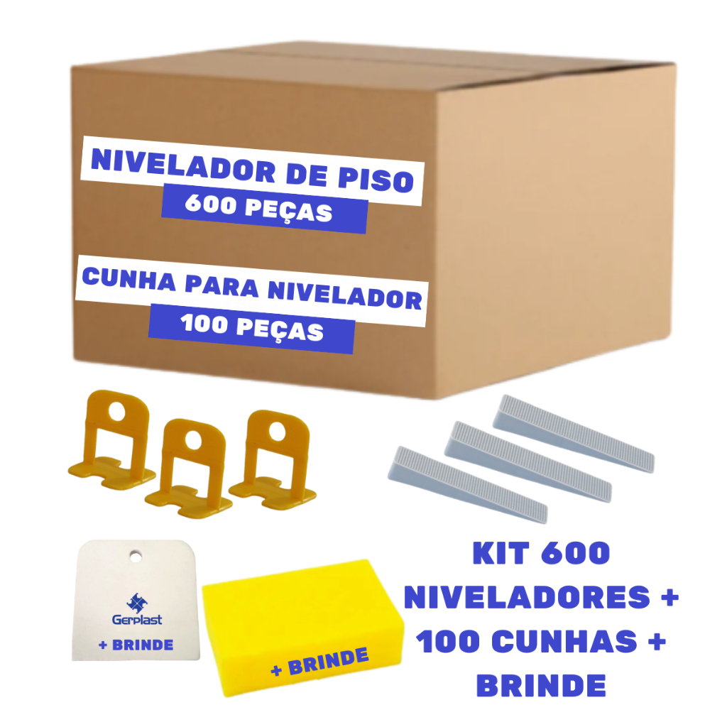600 Nivelador de Piso e Porcelanato+100 Cunhas+Espuma+Espatula