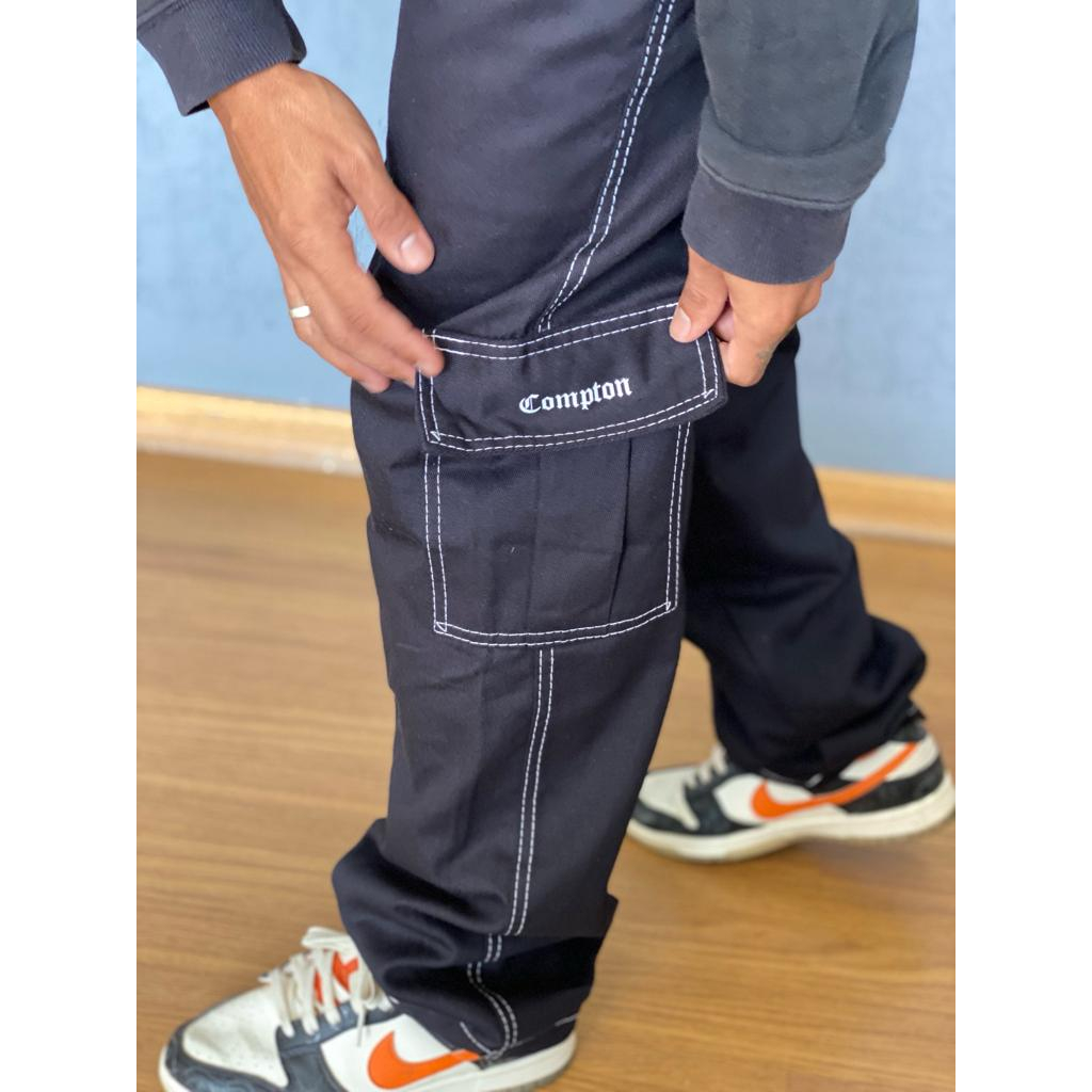 Calça Cargo COMPTON CONTRASTE Sarja EXCLUSIVIDADE Dhstorebr UNISSEX