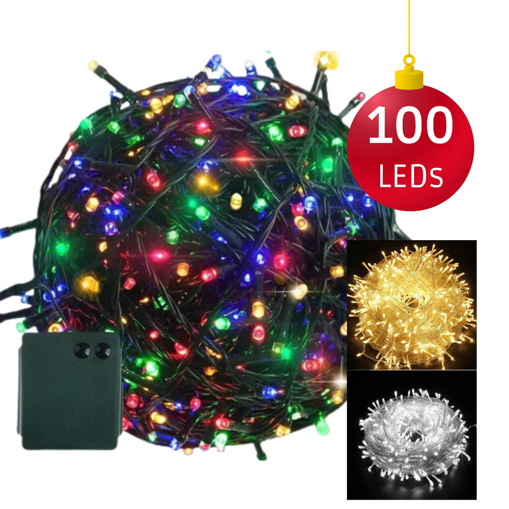 Pisca Pisca Natalino Luzes de Natal Decoração Branco Amarelo Colorido 100 LEDs 10 Metros