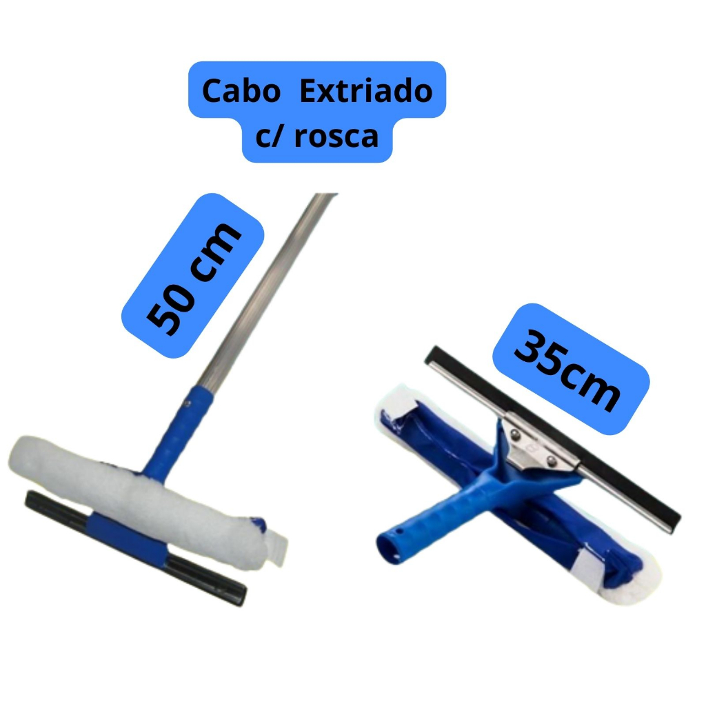 Rodo Combinado Limpa e Seca Vidro 25cm, 35cm ou 45cm Com Cabo De 50cm ...