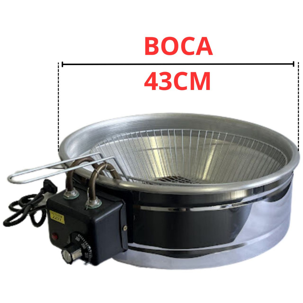 Fritadeira elétrica tacho de 6 a 8 litros boca 43cm base aço