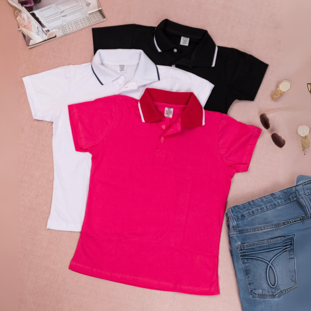 Blusa Feminina Gola tipo Polo