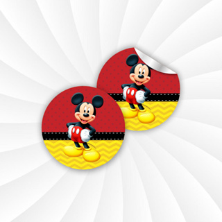 100 Adesivos 4x4cm redondos Mickey para festas