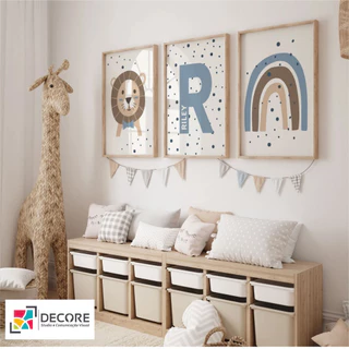 quadro decorativo arco iris leão safari baby personalizado nome